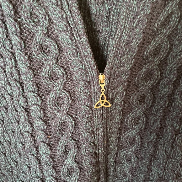 Aran Crafts 100% Merino Wool  Men's Dark Blue Zip-Up Sweater size XXL - Picture 2 of 6